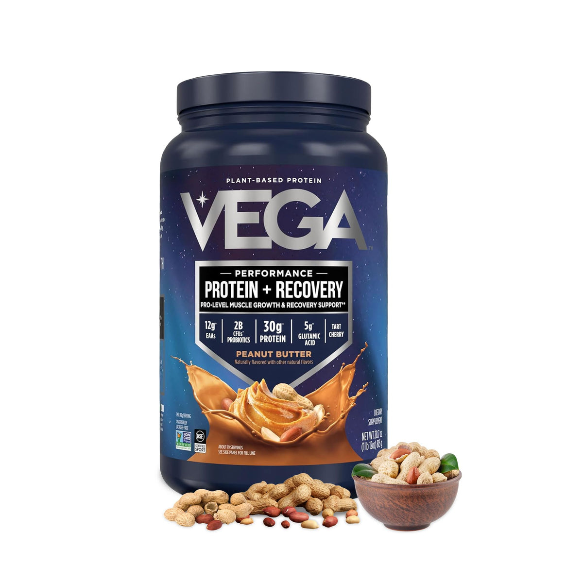 Vega Protein + Recovery, Mocha – 30g Vegan Protein, Dairy & Gluten Free, Probiotics, NSF Certified, 67.2 oz (45 Servings)