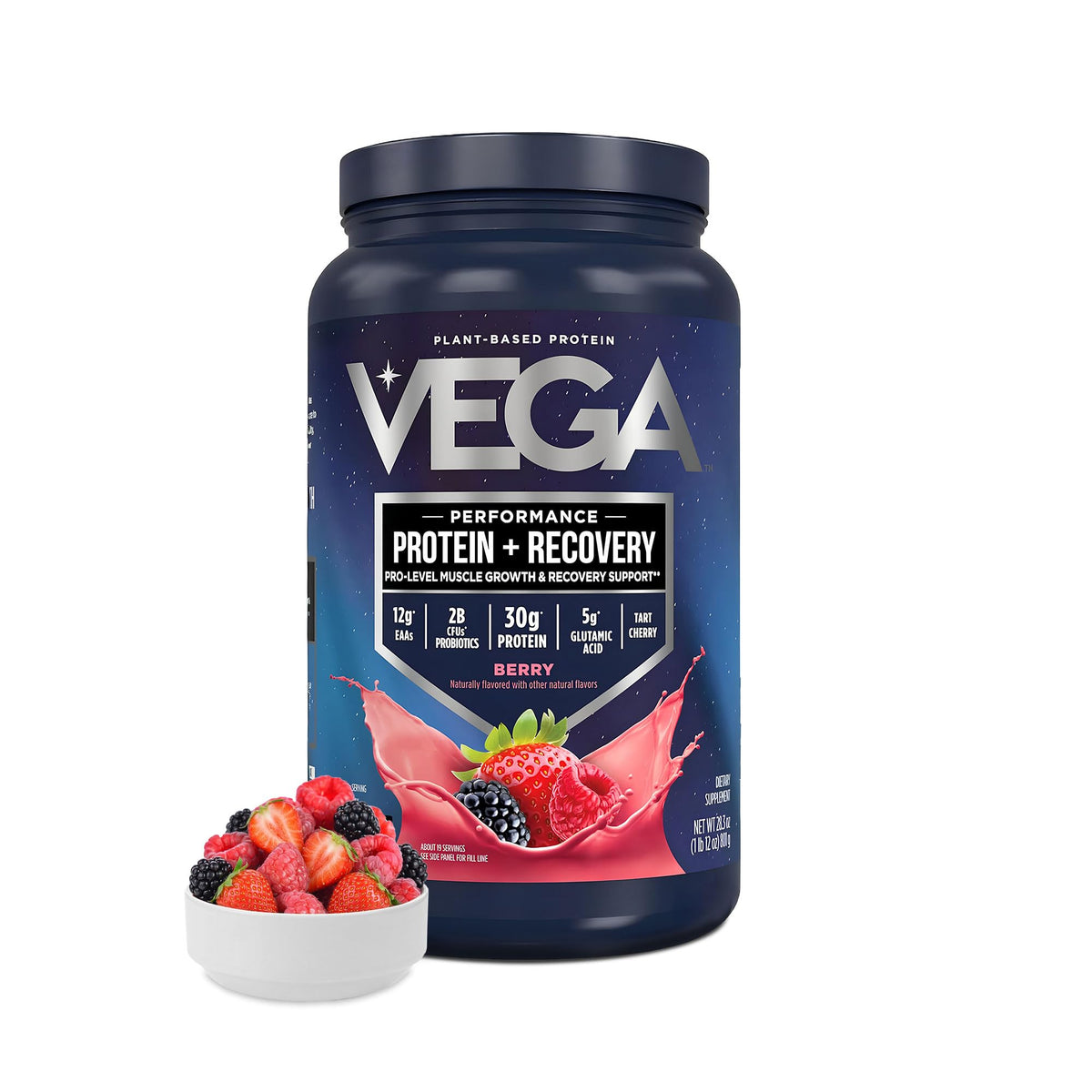 Vega Protein + Recovery, Mocha – 30g Vegan Protein, Dairy & Gluten Free, Probiotics, NSF Certified, 67.2 oz (45 Servings)