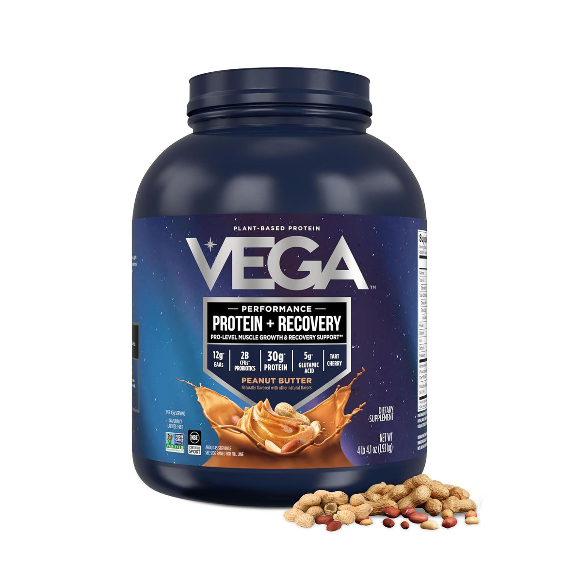 Vega Protein + Recovery, Mocha – 30g Vegan Protein, Dairy & Gluten Free, Probiotics, NSF Certified, 67.2 oz (45 Servings)