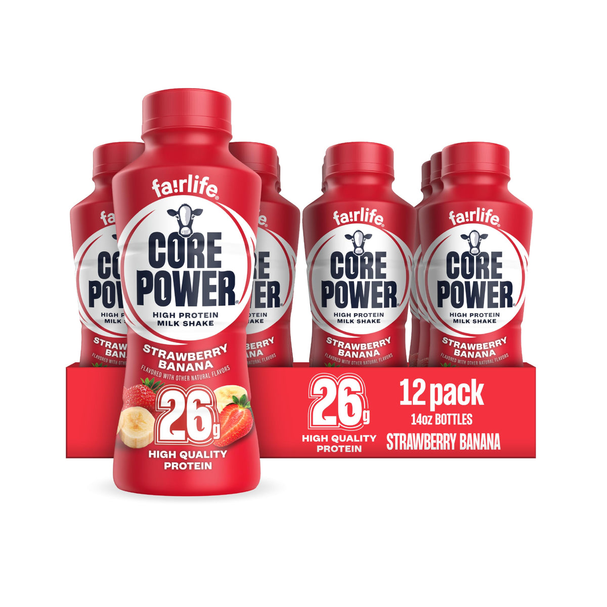 Core Power Fairlife 26g Protein Milk Shakes, Liquid Ready To Drink for Workout Recovery, Chocolate, 14 Fl Oz Bottle (Pack of 12)