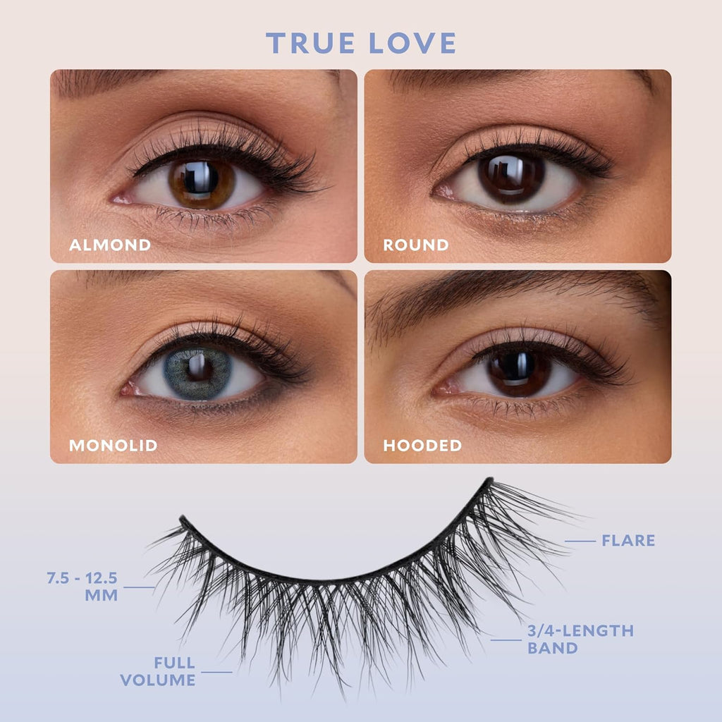 Velour Effortless Self Adhesive Eyelashes (2-Pack), Reusable Pre Glued Strip Lashes, No Trim Needed Lash Strips, Press On Eyelashes No Glue Needed, Lightweight Adhesive Eyelash Strips