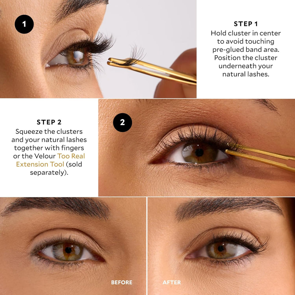 Velour x CGonzalez Beauty Self-Stick Lash Clusters, Self Adhesive Eyelashes, 18 Eyelash Clusters